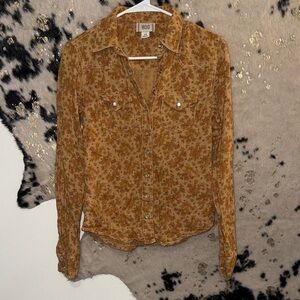 BDG Brown Floral Button-Down Shirt